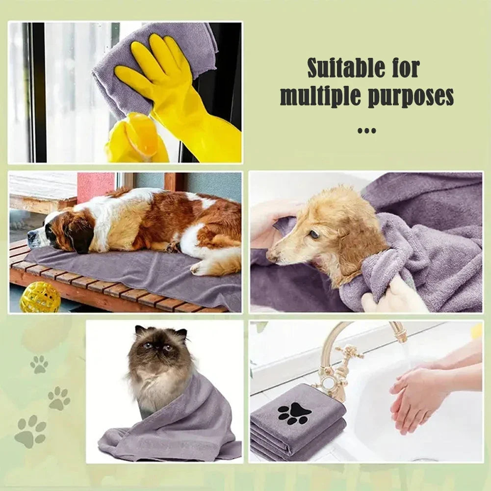 *75cm*100cm Microfiber Pet Bath Towel Embroidered Super Soft