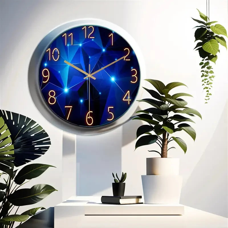 Blue Wall Clock for Living Room Decor Kitchen Wall Clocks Battery Operated