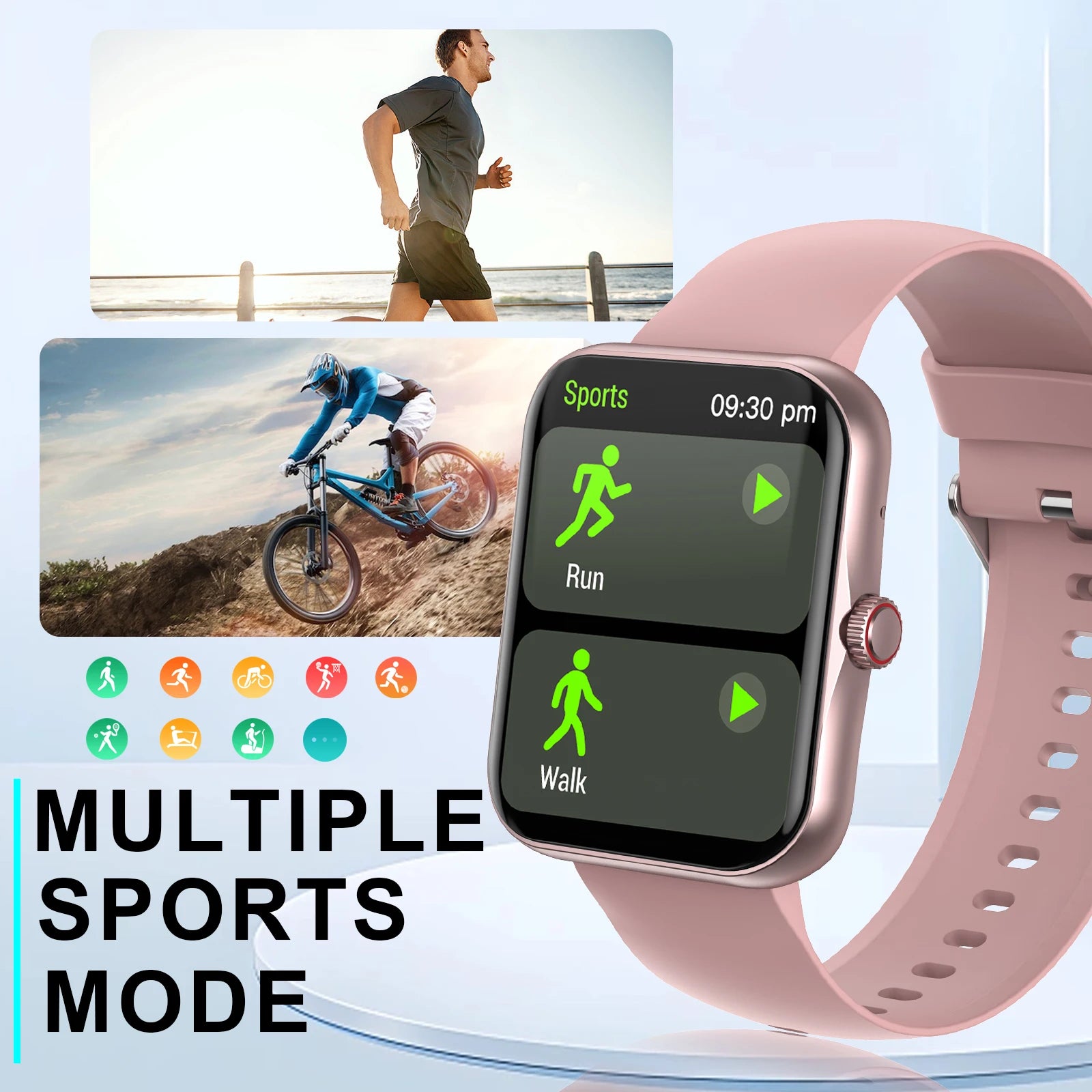 Smartwatch, custom wallpaper,, wireless calling, unisex sports watch, for Android and iPhone
