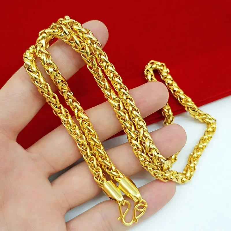 24K Gold, AU999 real gold necklace for men's and women's