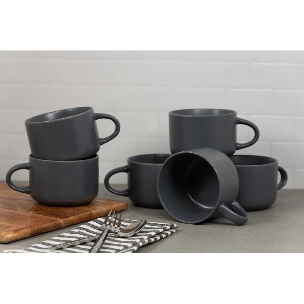 22oz Coupe Mug Set of 6 Dishwasher Safe Microwave