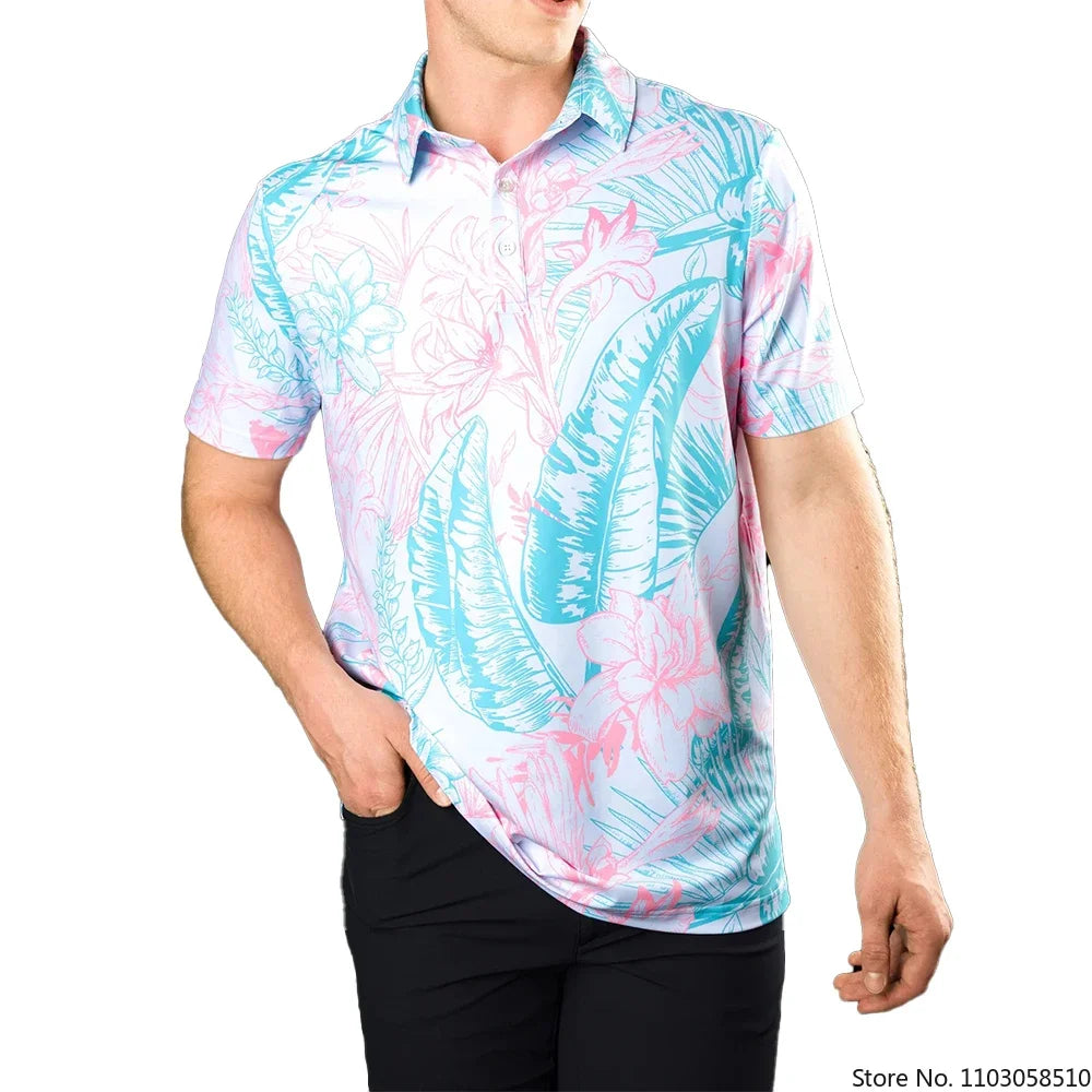 2023 New Golf Wear Fashion Polo Shirt Men's Short Sleeved T-shirt Summer New Striped Lapel Casual Half Sleeve Polo Shirt Tops