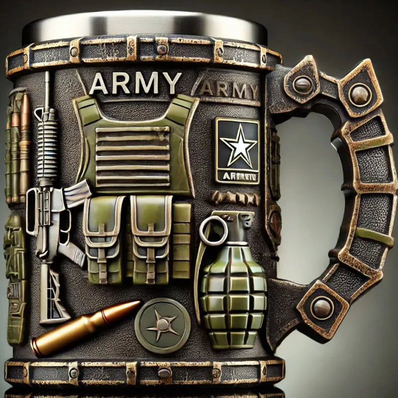 Military 3d Resin Mug, Thematic Coffee Cup With Detailed Sculpture, Unique Gift & Collectible For Enthusiasts