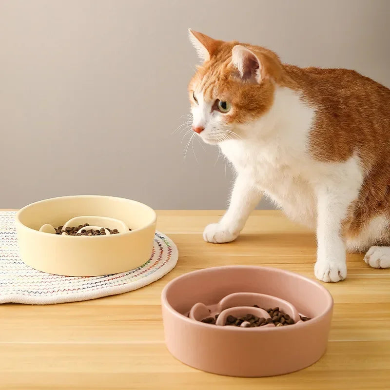 Ceramic Pet Cat Dog Bowl Small and Medium-Sized Dogs  Slow Feeding Anti-Choke Slow