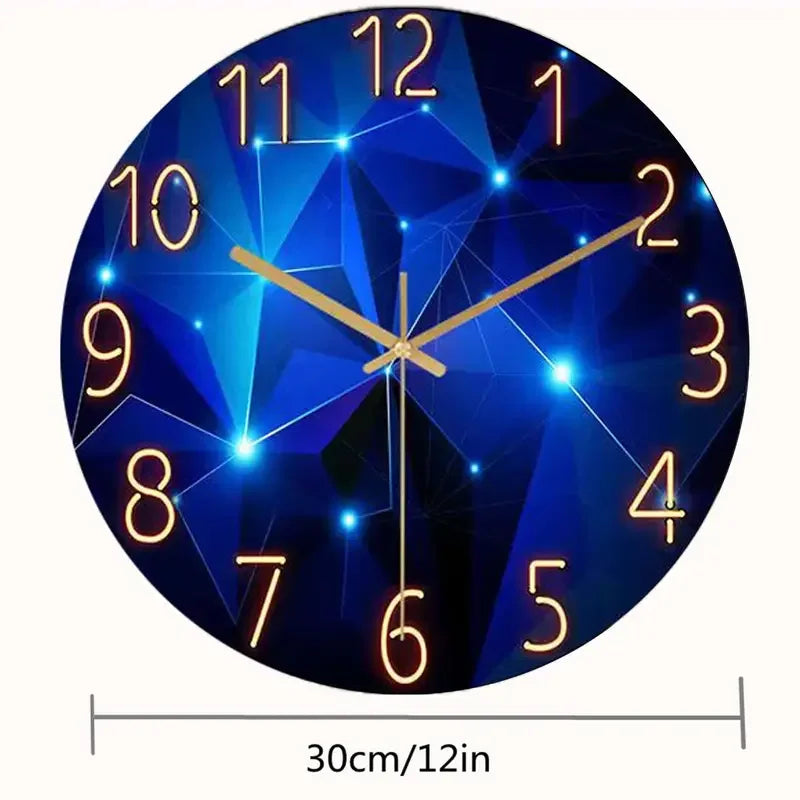 Blue Wall Clock for Living Room Decor Kitchen Wall Clocks Battery Operated