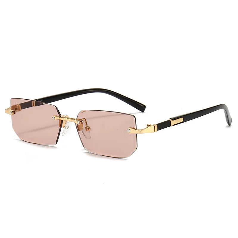 Rimless Sunglasses Rectangle Fashion Popular Women Men Shades Small Square Sun Glasse