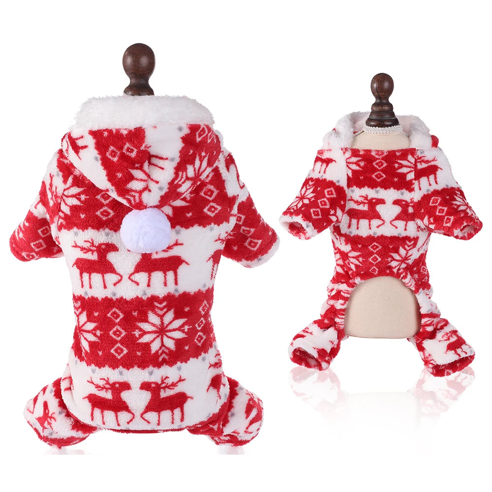 Dog Pajamas Warm Christmas Dog Coat Fleece