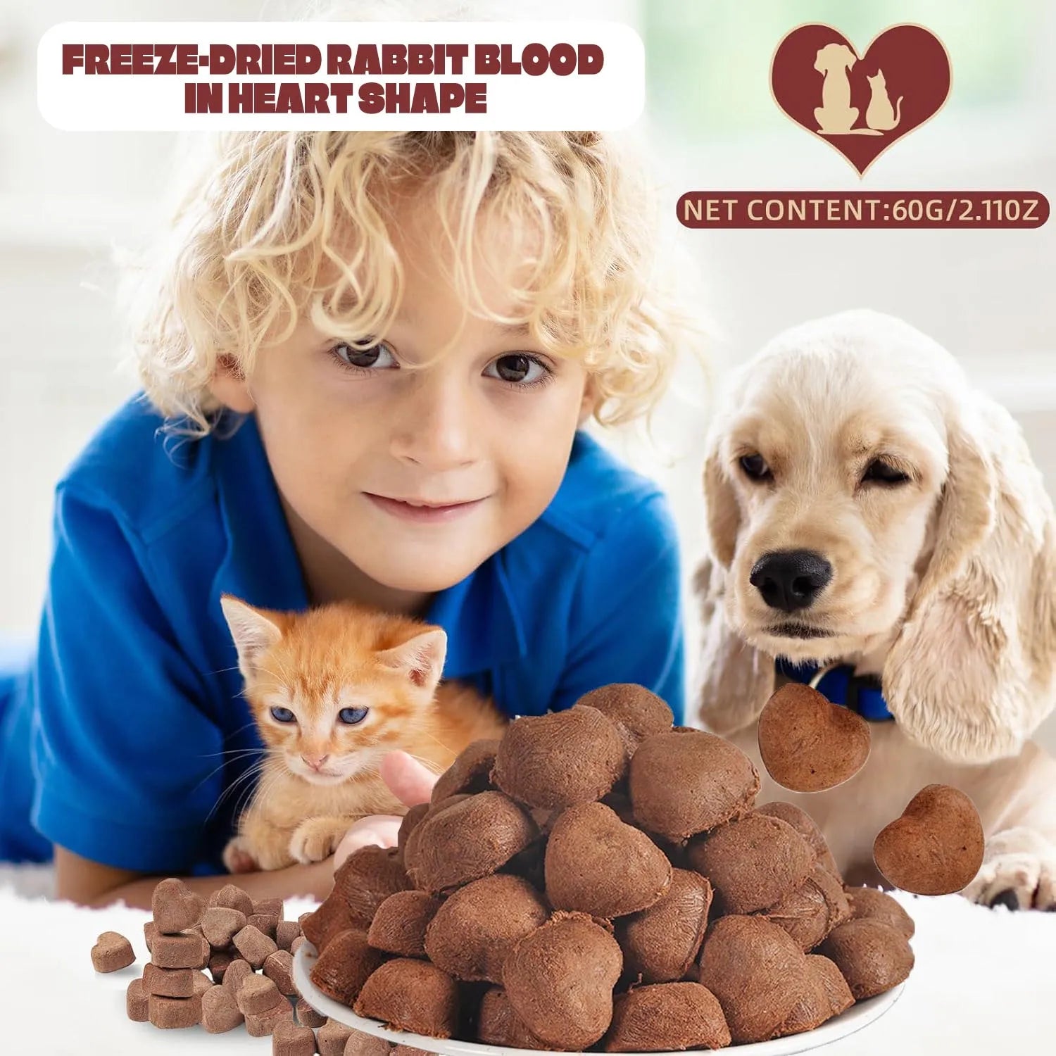 Freeze-Dried Cat Treats,Pet Food for Dogs, Iron-Rich Dog Cat Treats