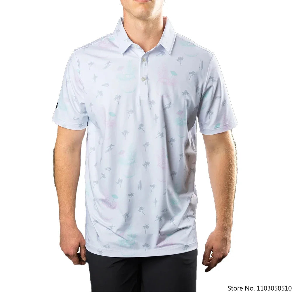 2023 New Golf Wear Fashion Polo Shirt Men's Short Sleeved T-shirt Summer New Striped Lapel Casual Half Sleeve Polo Shirt Tops