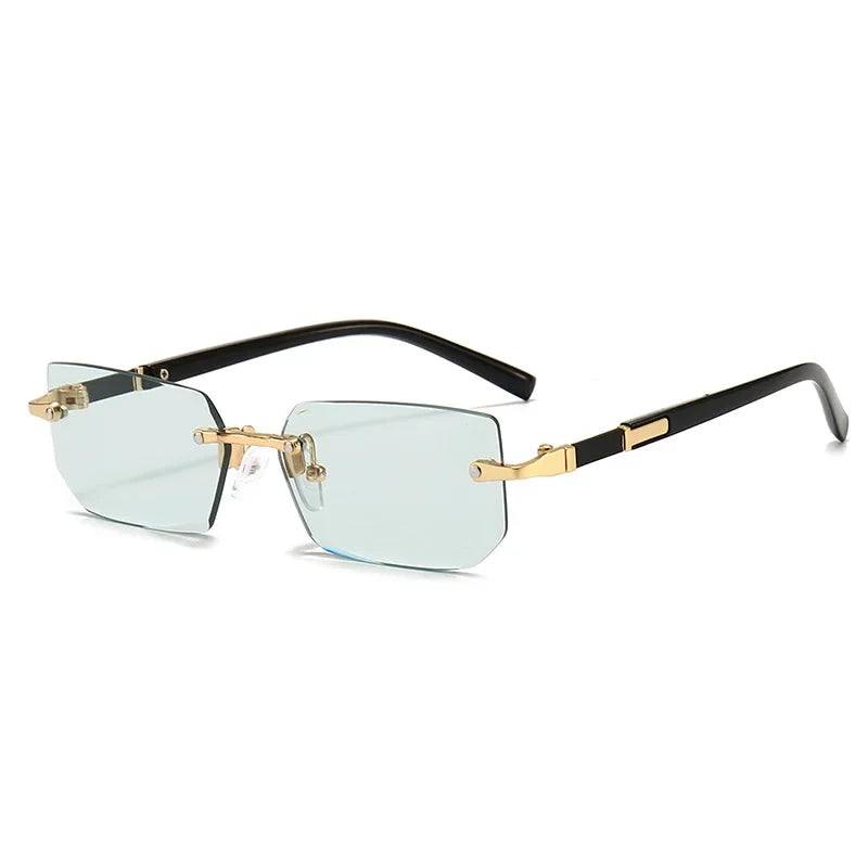 Rimless Sunglasses Rectangle Fashion Popular Women Men Shades Small Square Sun Glasse
