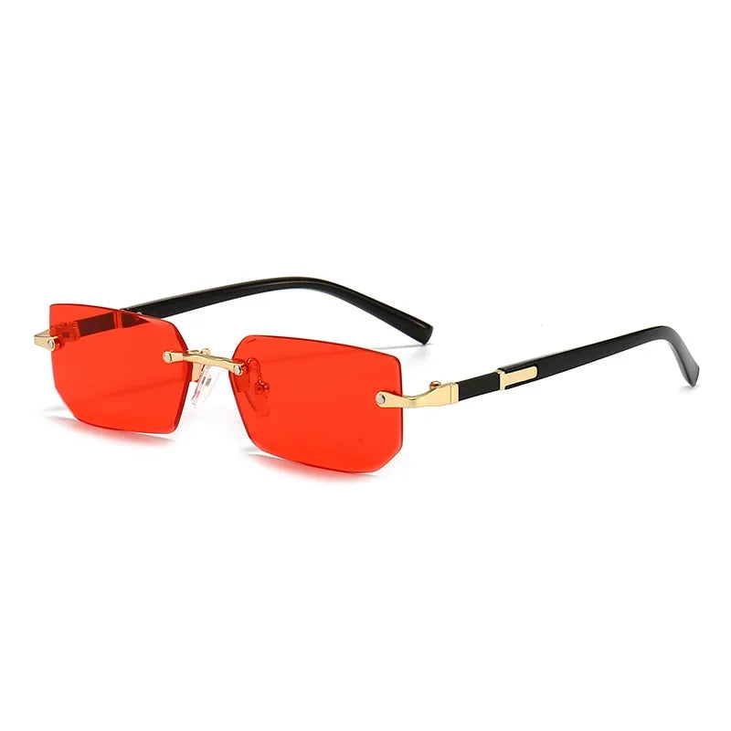 Rimless Sunglasses Rectangle Fashion Popular Women Men Shades Small Square Sun Glasse