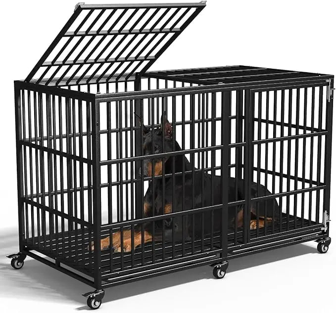 Extra Large Dog Crate for Large Dogs, 64 inches Heavy Duty Dog Crate,Indestructible Dog Kennel for High Anxiety Dogs, Lockable W