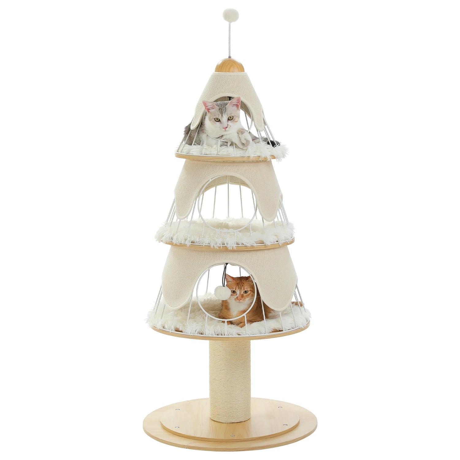 Christmas Cat Tree with 3 Cozy Condos, Sisal Scratching Post, Multi-Level Cat Tower, Cat House Bed for Indoor, Cat Furniture