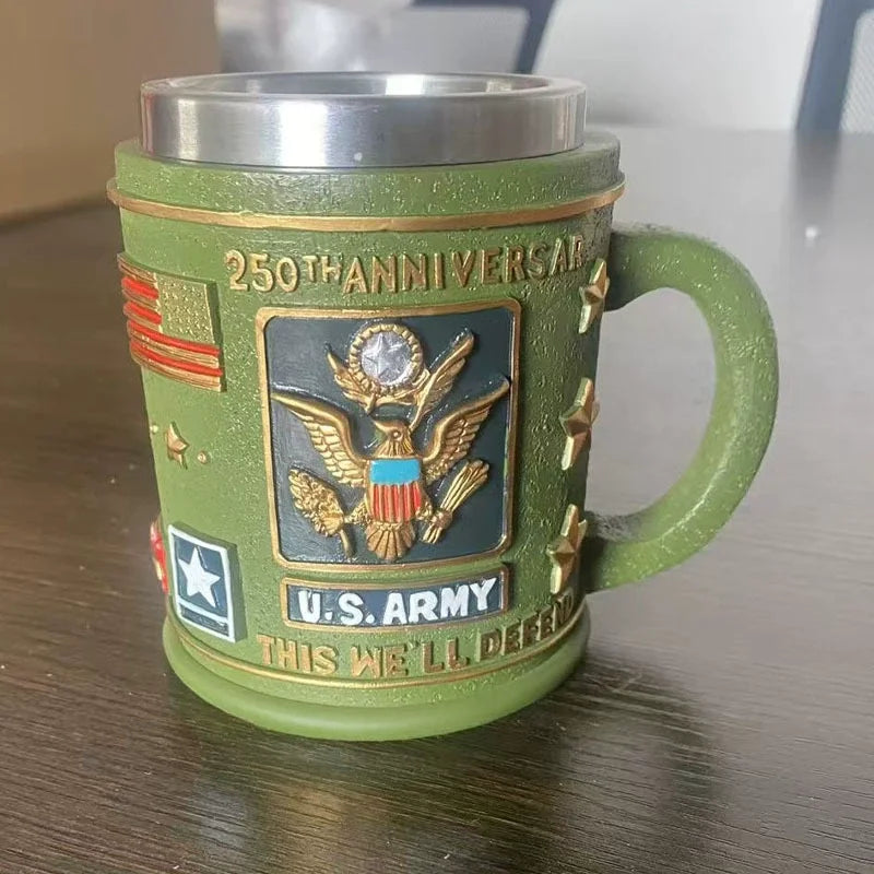Military 3d Resin Mug, Thematic Coffee Cup With Detailed Sculpture, Unique Gift & Collectible For Enthusiasts