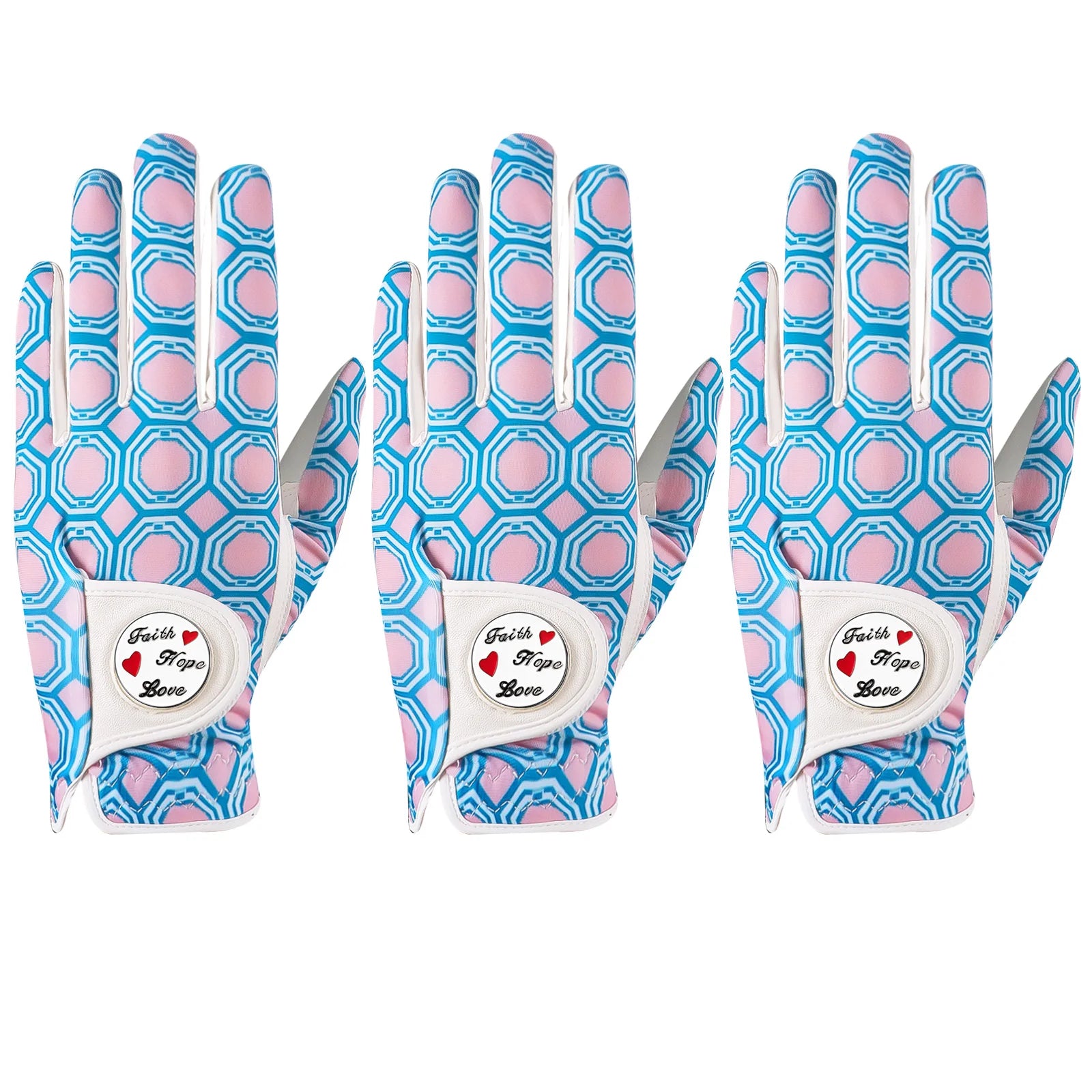 Golf Gloves Women Ladies Left Hand Right Handed Golfer with Ball Marker 3 Pack