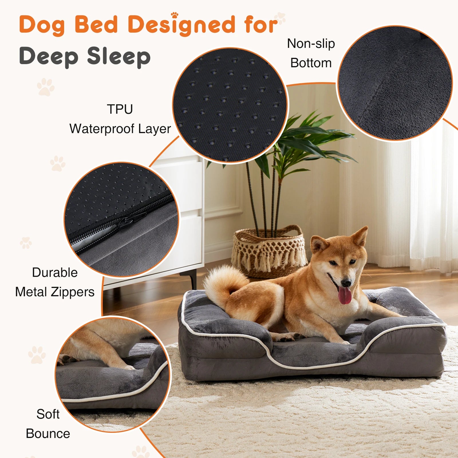 JHK Orthopedic Dog Bed Memory Foam Pet