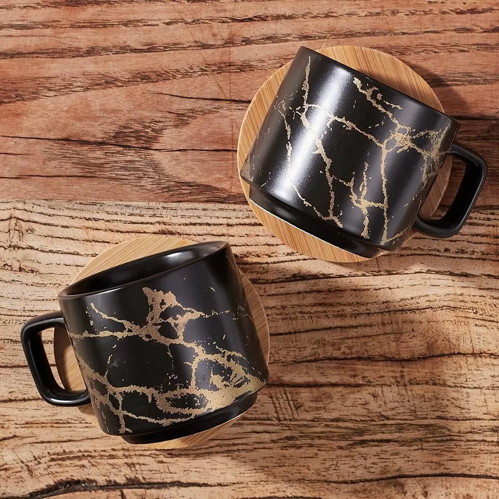 4-Ounce Stackable Porcelain Espresso Cup Set with Saucers and Metal Stand