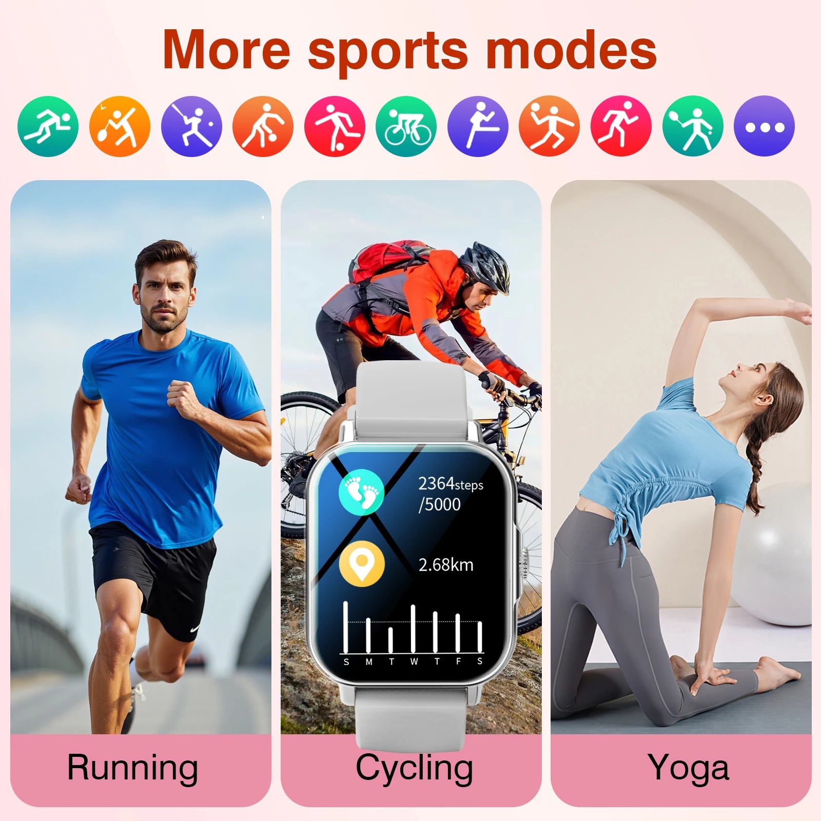 Smart Watch with Bluetooth Calling, Fitness Tracker, Sleep Monitor, Alarm Clock, Compatible with Android and IPhone