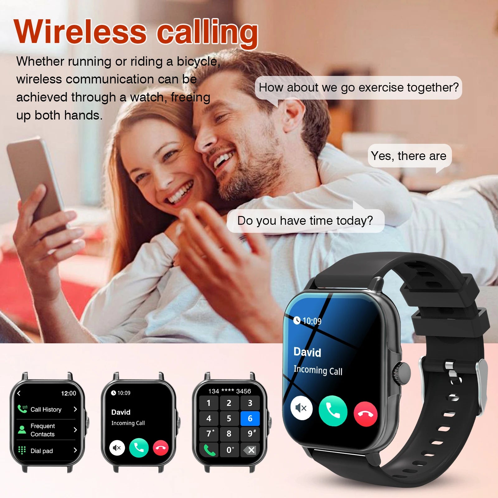 Smart Watch with Bluetooth Calling, Fitness Tracker, Sleep Monitor, Alarm Clock, Compatible with Android and IPhone