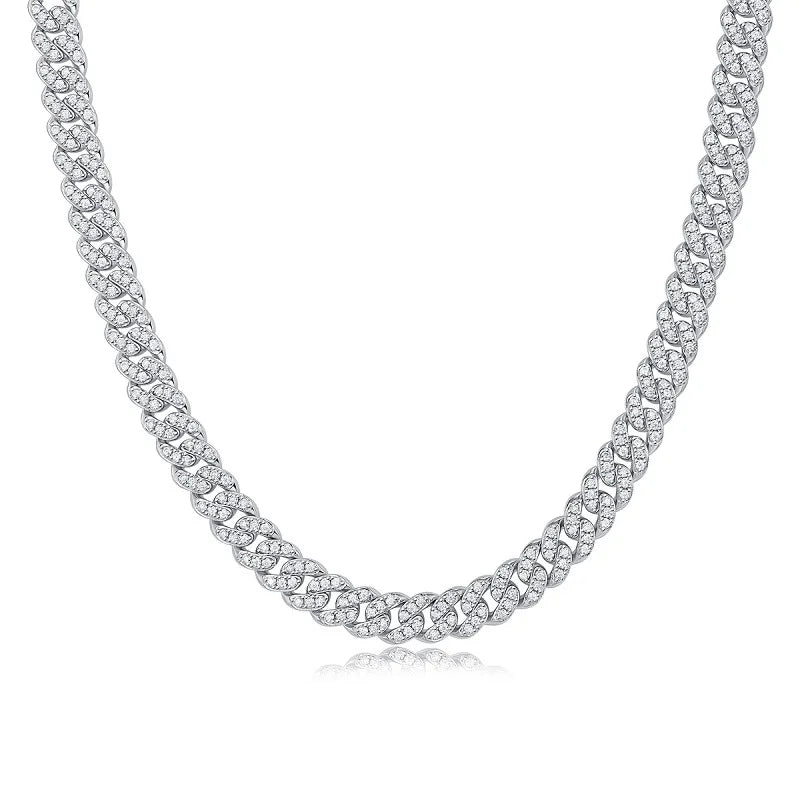 moissanite Cuban chain women's necklace men's S925 silver necklace hip hop