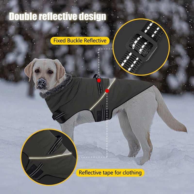 Winter Dog Jacket Puppy Warm Coat With Harness for Small Large Dogs Fur Collar Clothes