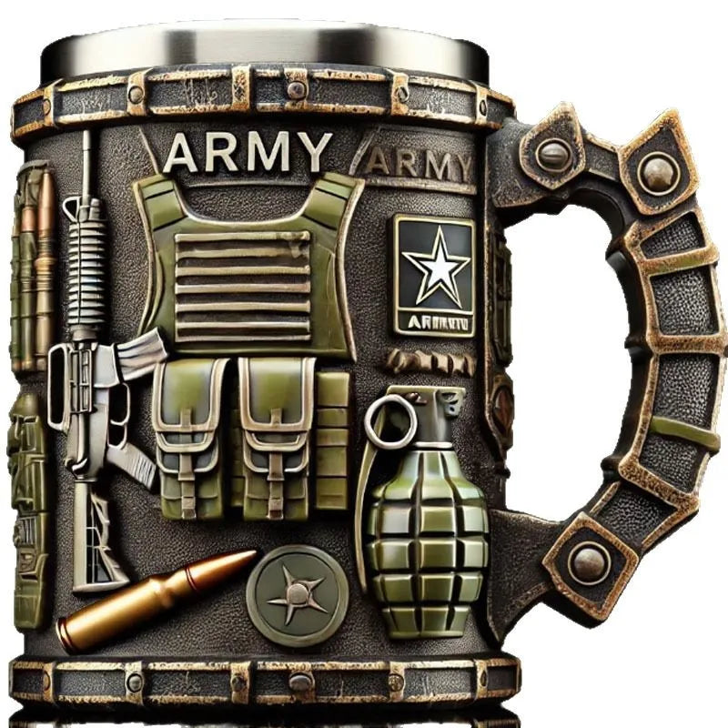 Military 3d Resin Mug, Thematic Coffee Cup With Detailed Sculpture, Unique Gift & Collectible For Enthusiasts