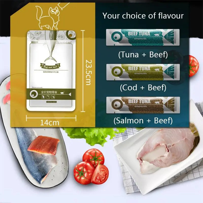 Cat Strips 13gX8PCS Wet Food Pet Cat Snacks Cod Tuna Beef Pet Food