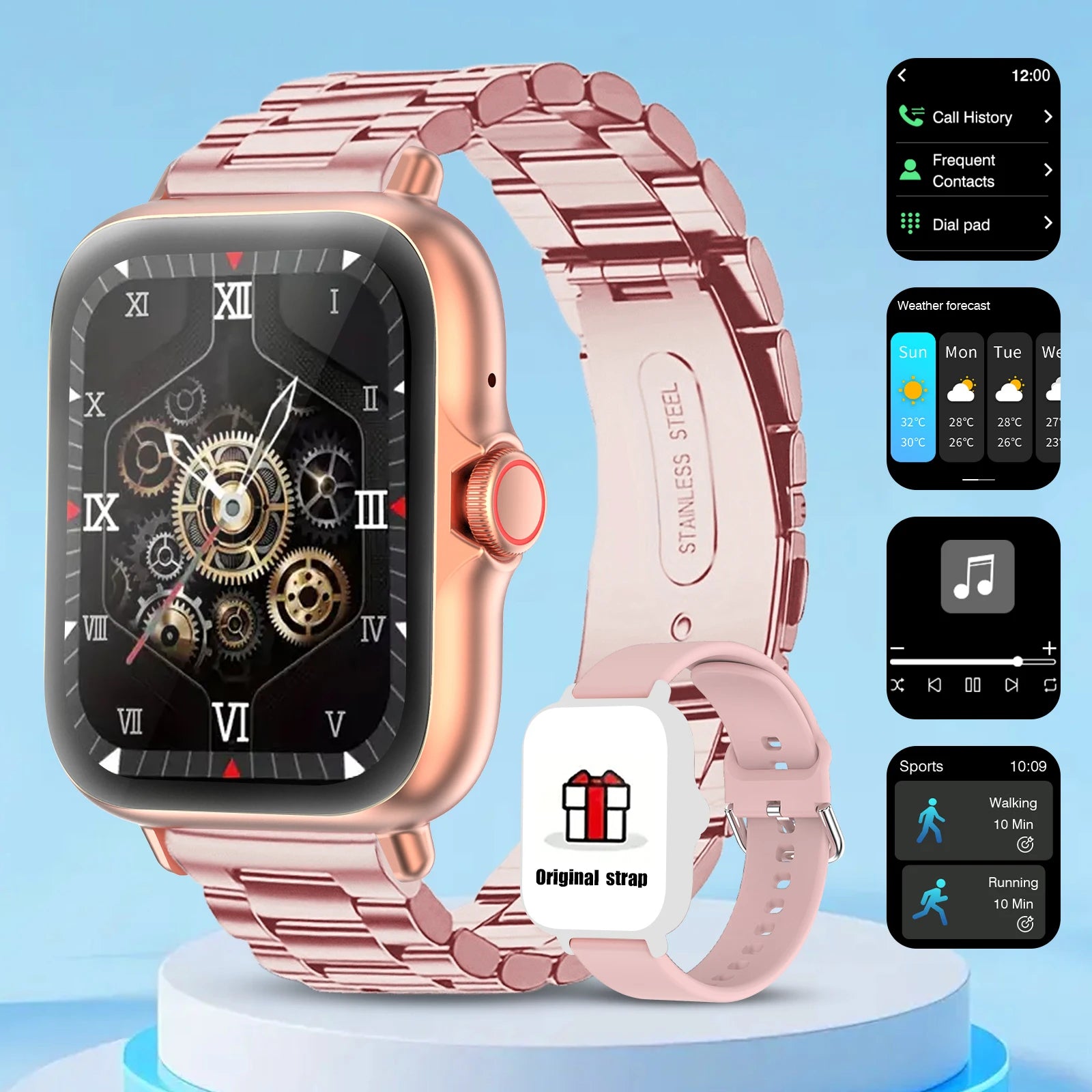 Smart watch, multi-sport mode, message reminder, multiple APP reminders, suitable for men and women, custom wallpaper
