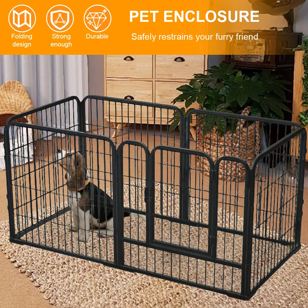 6 Panel Heavy Duty Portable Pet Playpen Dog Exercise Cat Fence Crate Cage Kennel with Door Puppy Rabbits Play Pen,Outdoor/Indoor