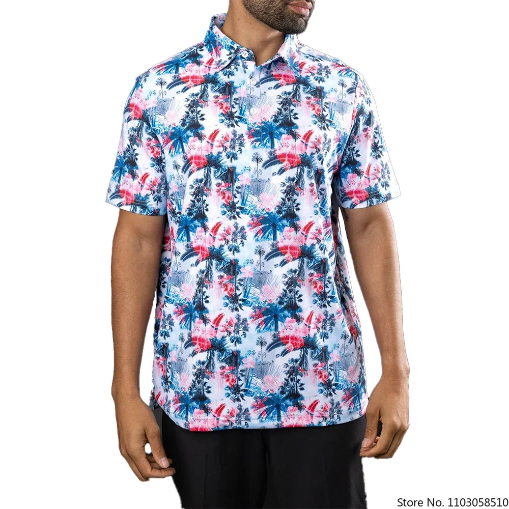 2023 New Golf Wear Fashion Polo Shirt Men's Short Sleeved T-shirt Summer New Striped Lapel Casual Half Sleeve Polo Shirt Tops