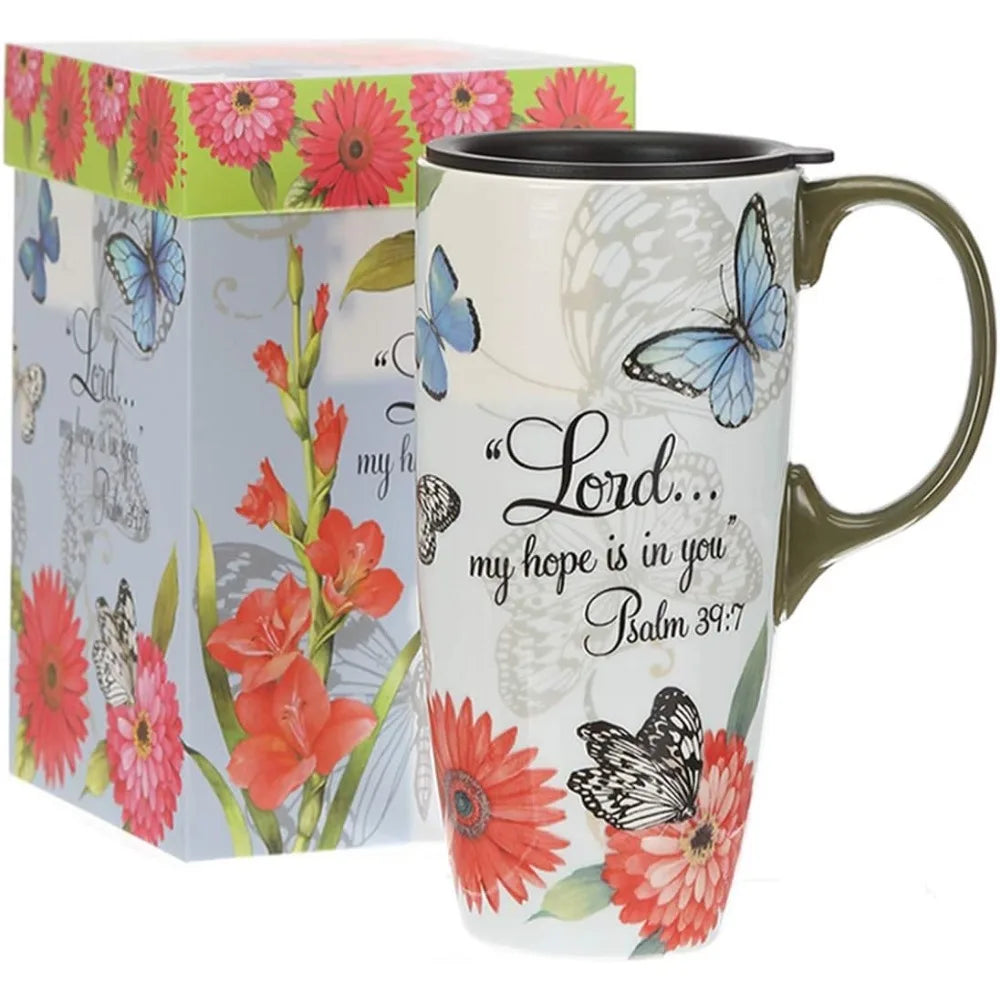 Tall Ceramic Travel Mug 17 oz. Coffee Cups Sealed