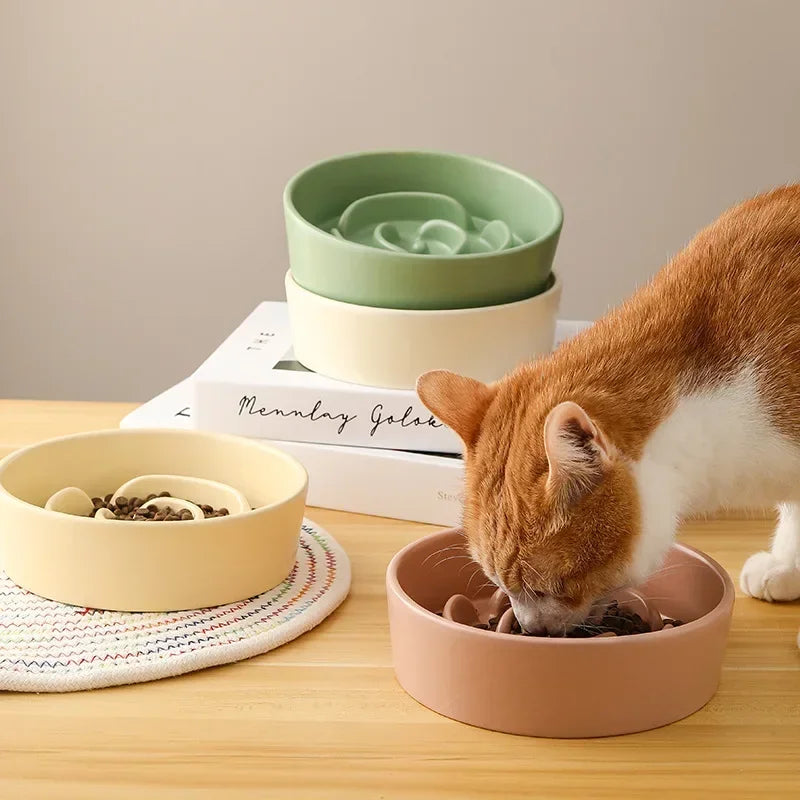 Ceramic Pet Cat Dog Bowl Small and Medium-Sized Dogs  Slow Feeding Anti-Choke Slow
