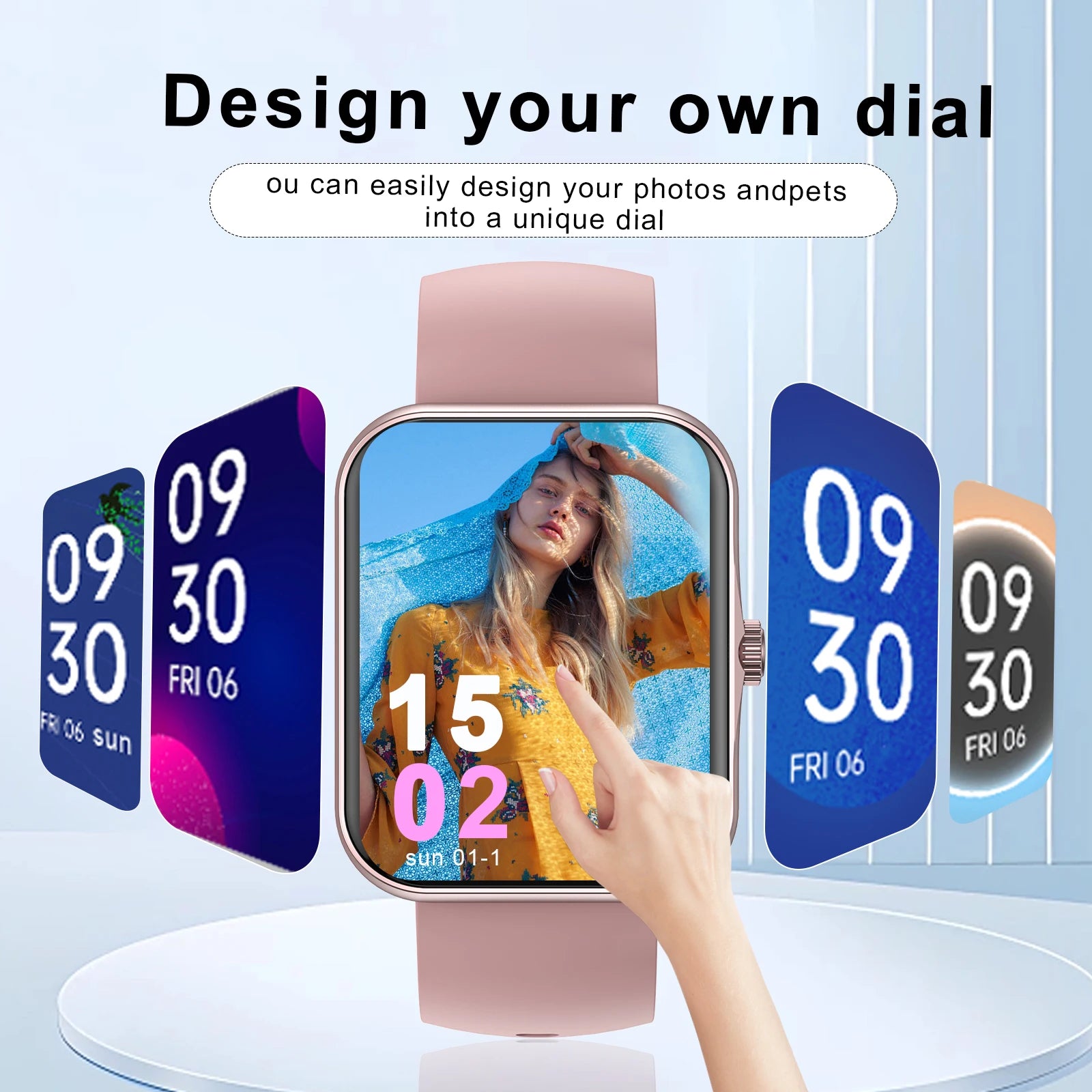 Smartwatch, custom wallpaper,, wireless calling, unisex sports watch, for Android and iPhone