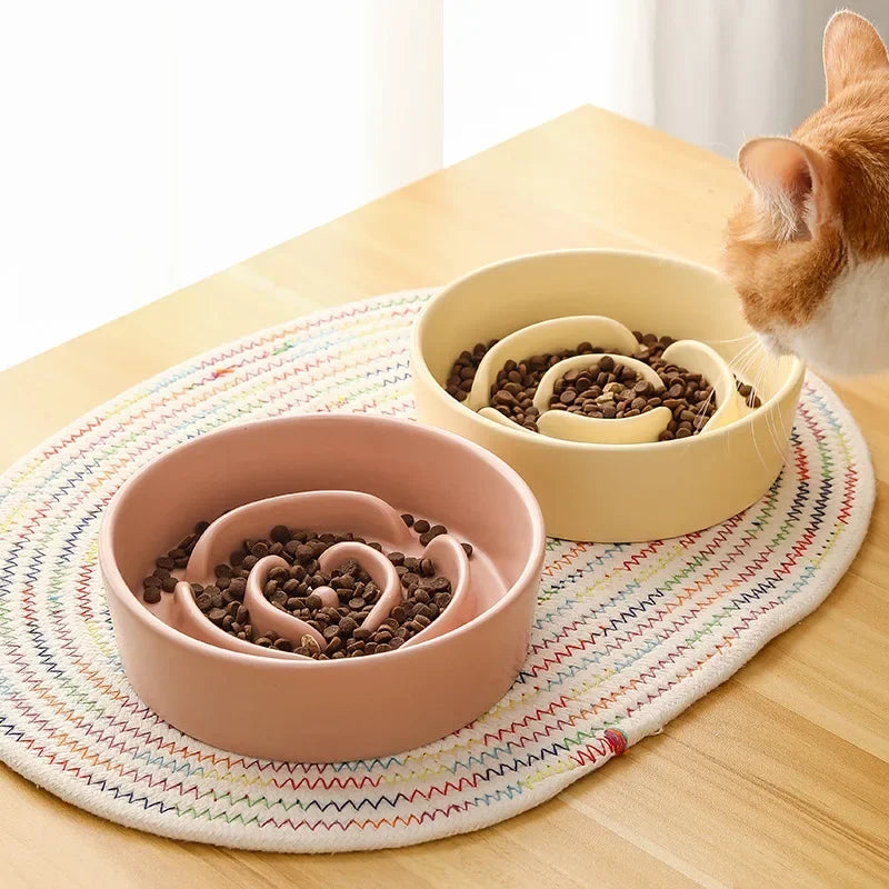 Ceramic Pet Cat Dog Bowl Small and Medium-Sized Dogs  Slow Feeding Anti-Choke Slow