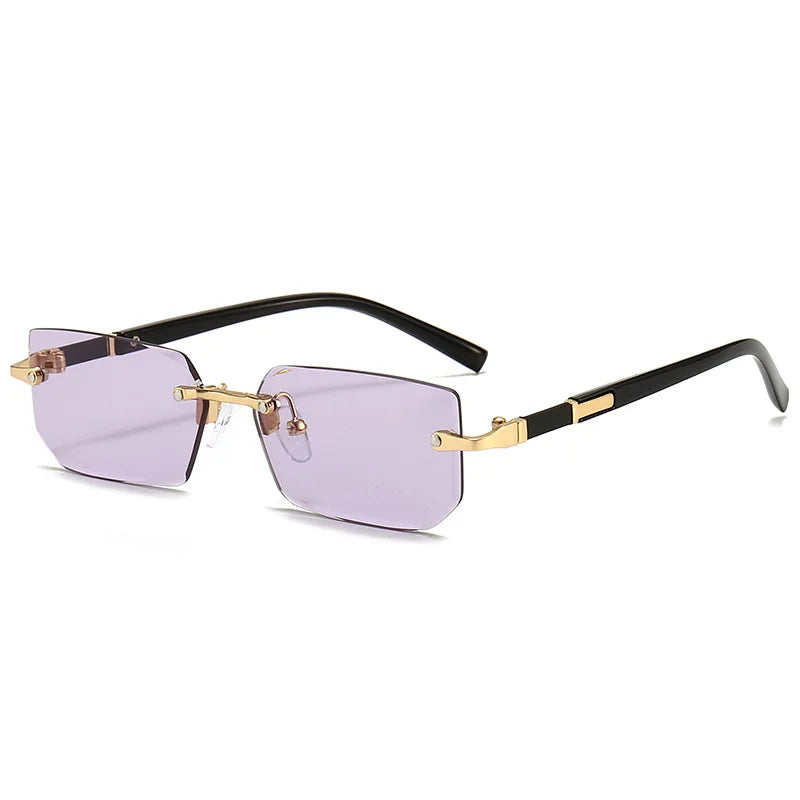 Rimless Sunglasses Rectangle Fashion Popular Women Men Shades Small Square Sun Glasse