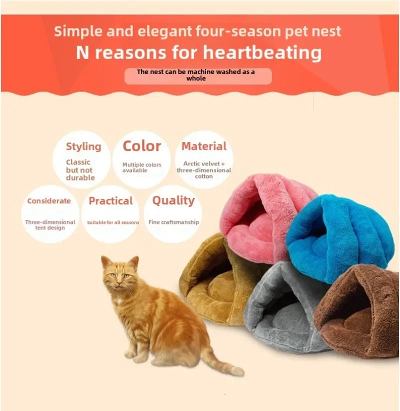 Warm Cat Slippers in Winter Comfortable Tents Soft Thick Cats Beds