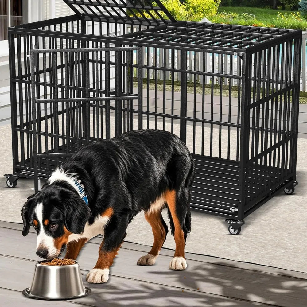 Extra Large Dog Crate for Large Dogs, 64 inches Heavy Duty Dog Crate,Indestructible Dog Kennel for High Anxiety Dogs, Lockable W