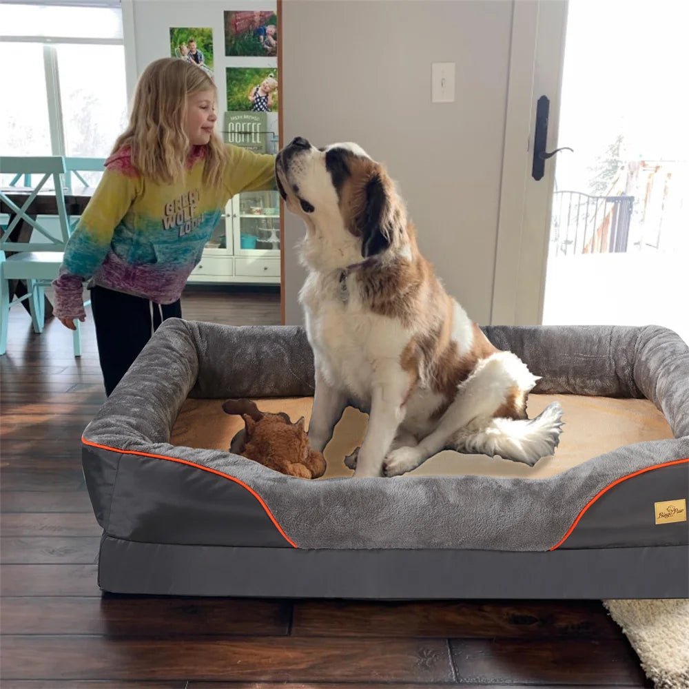Jumbo Large Orthopedic Dog Bed Memory Foam Pet Sofa Couch Waterproof