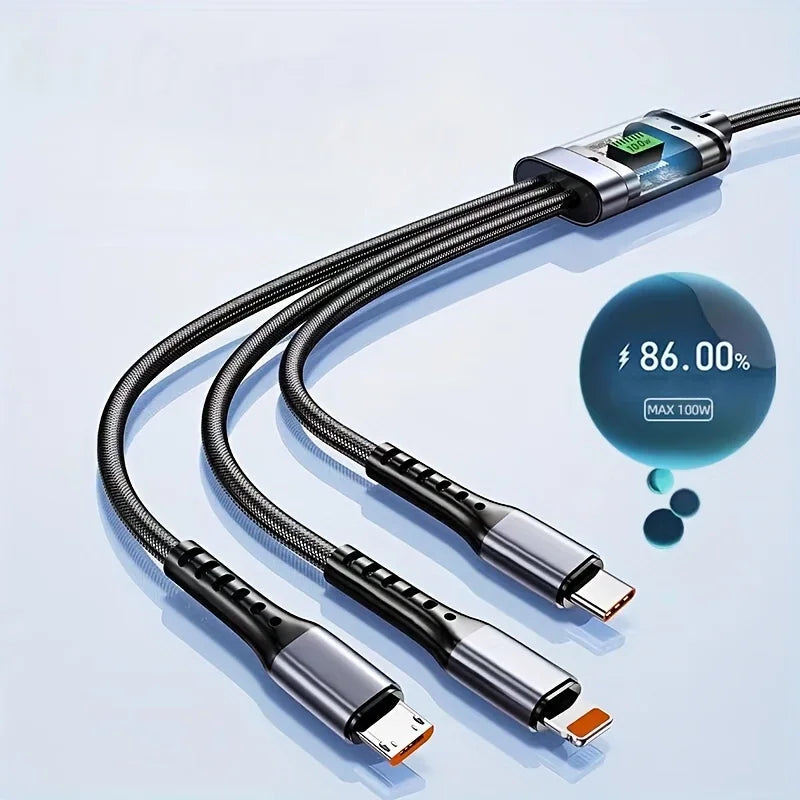 100W Transparent PilotLamp Super Fast Charging Cable Universal