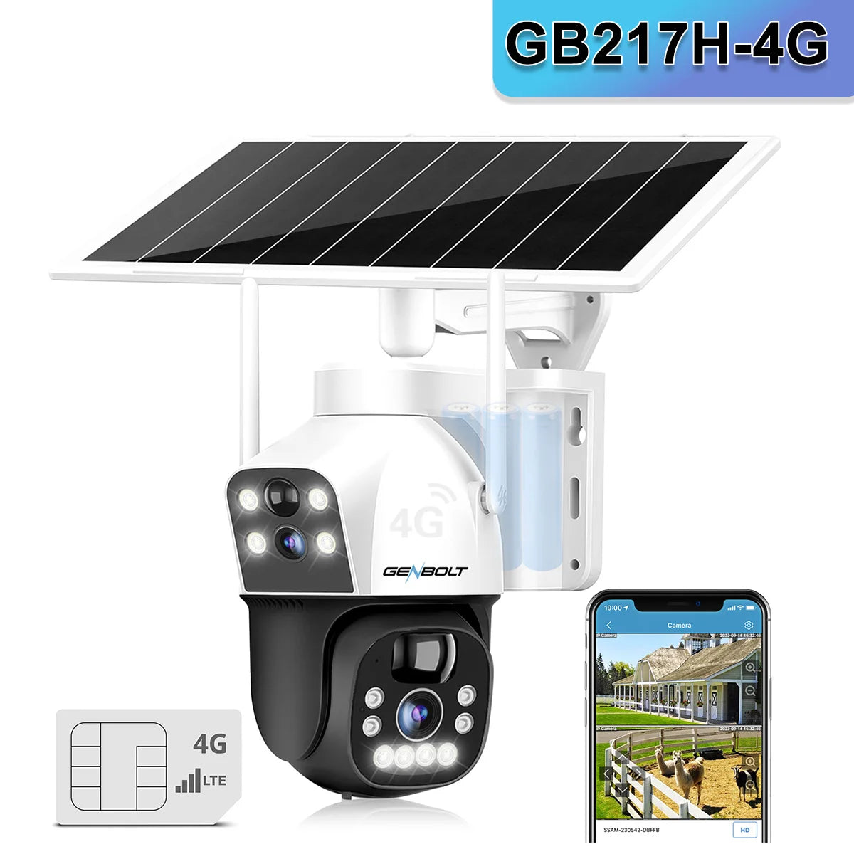 GENBOLT 4G SIM Solar Camera 4X Zoom Wireless Outdoor