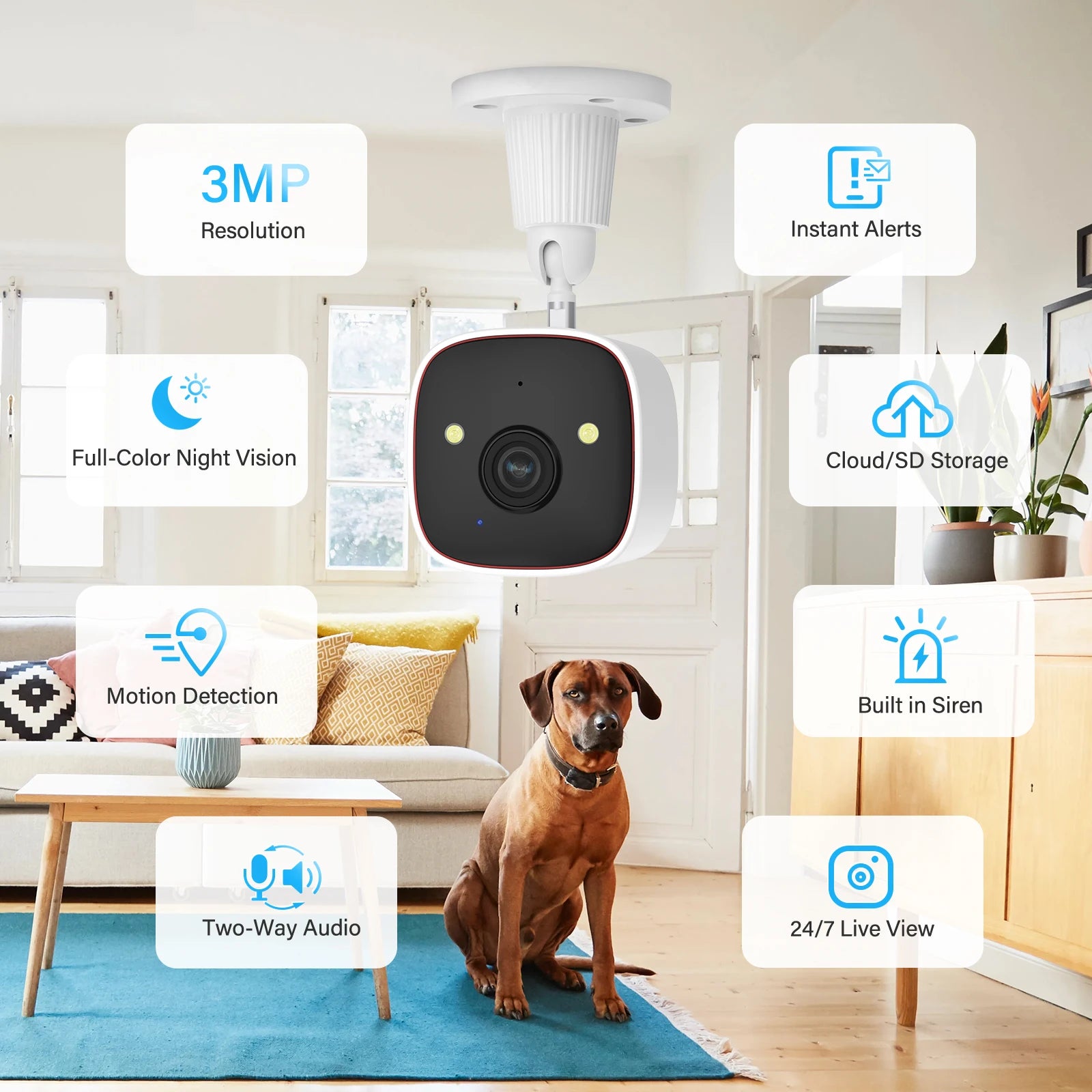 Outdoor Wireless Security Camera 3MP 1296P,Camera with WiFi, Home Security