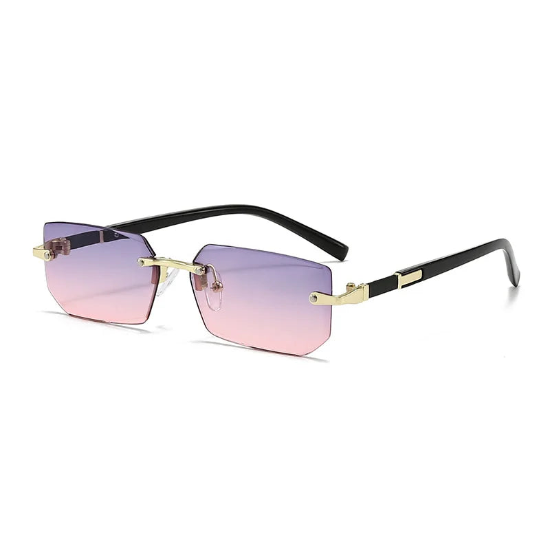 Rimless Sunglasses Rectangle Fashion Popular Women Men Shades Small Square Sun Glasse