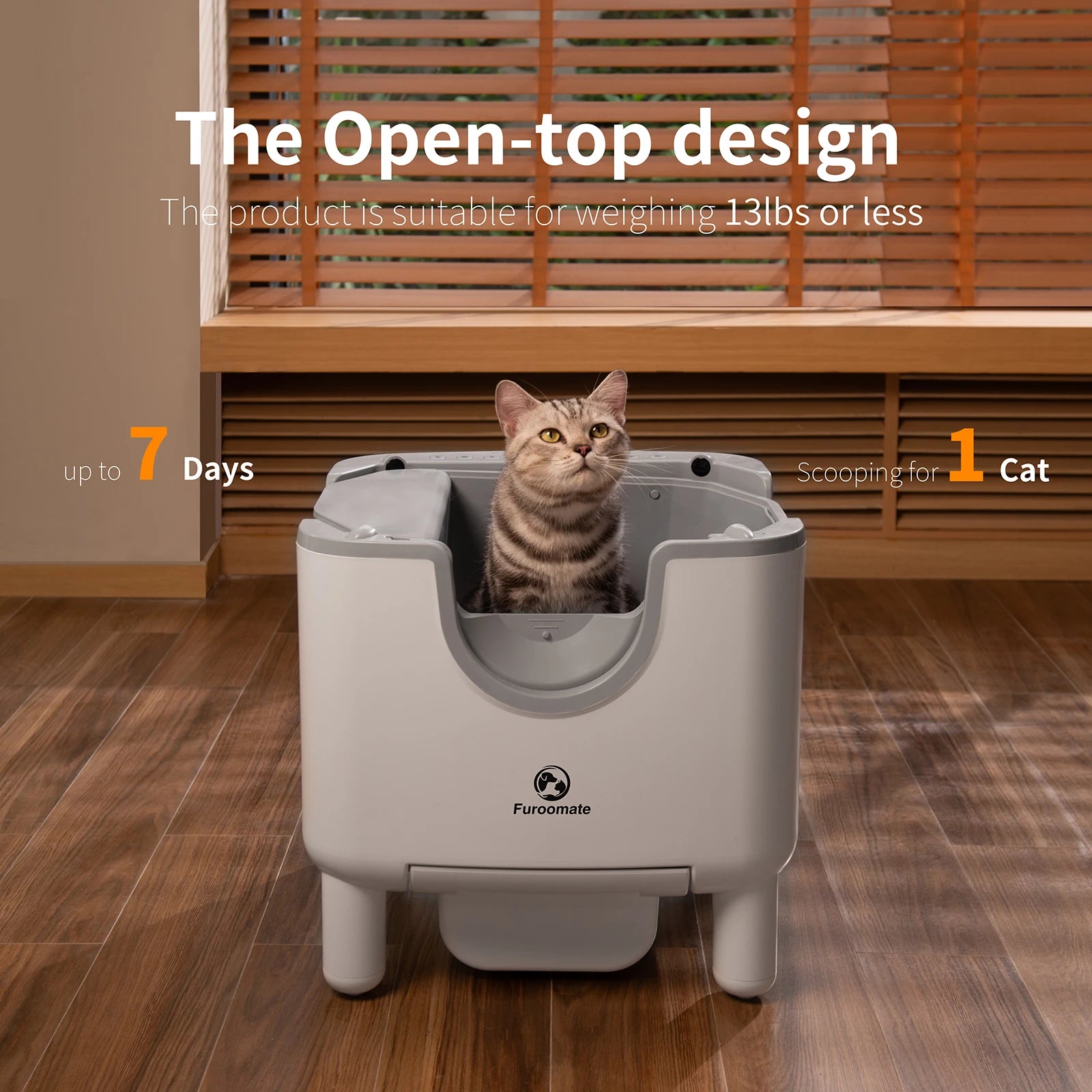 F6 Self-Cleaning Litter Box - Open-Top Automatic Cat Litter Box
