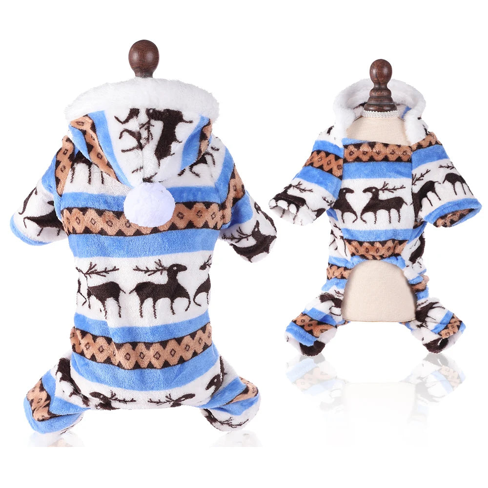 Dog Pajamas Warm Christmas Dog Coat Fleece