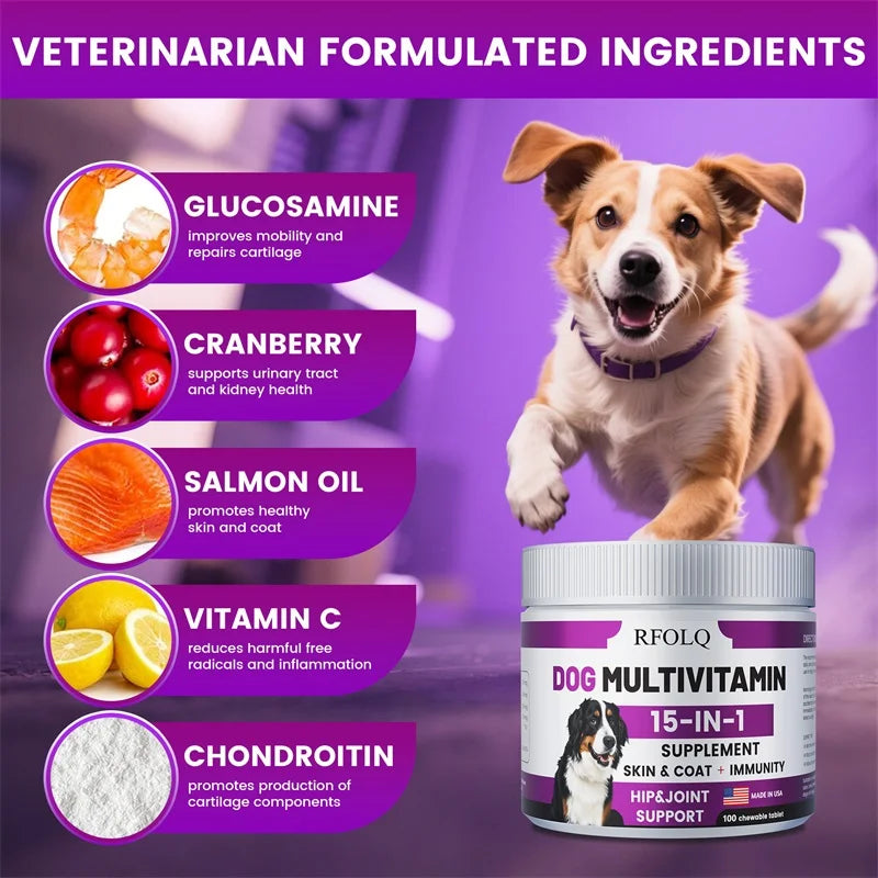 Dog Multivitamin - Promotes Healthy Skin and Coat, Supports Joint Health, Relieves Allergies and Aids Digestive Function