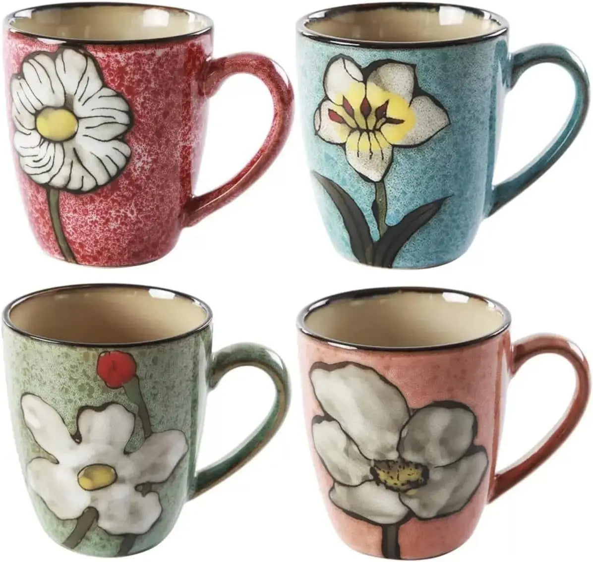12oz Porcelain Cappuccino Mug Set - Microwave & Dishwasher Safe,