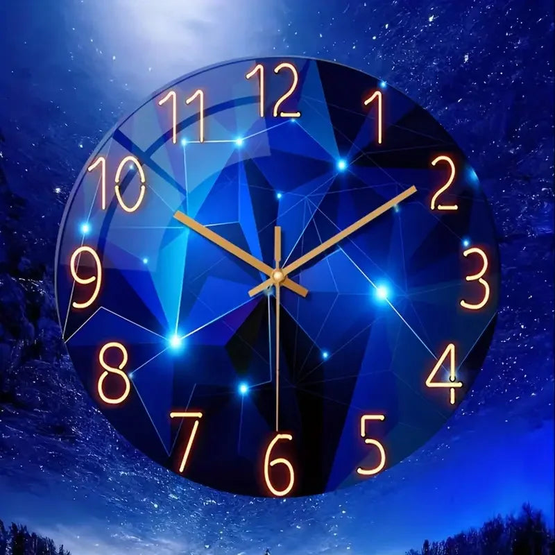 Blue Wall Clock for Living Room Decor Kitchen Wall Clocks Battery Operated