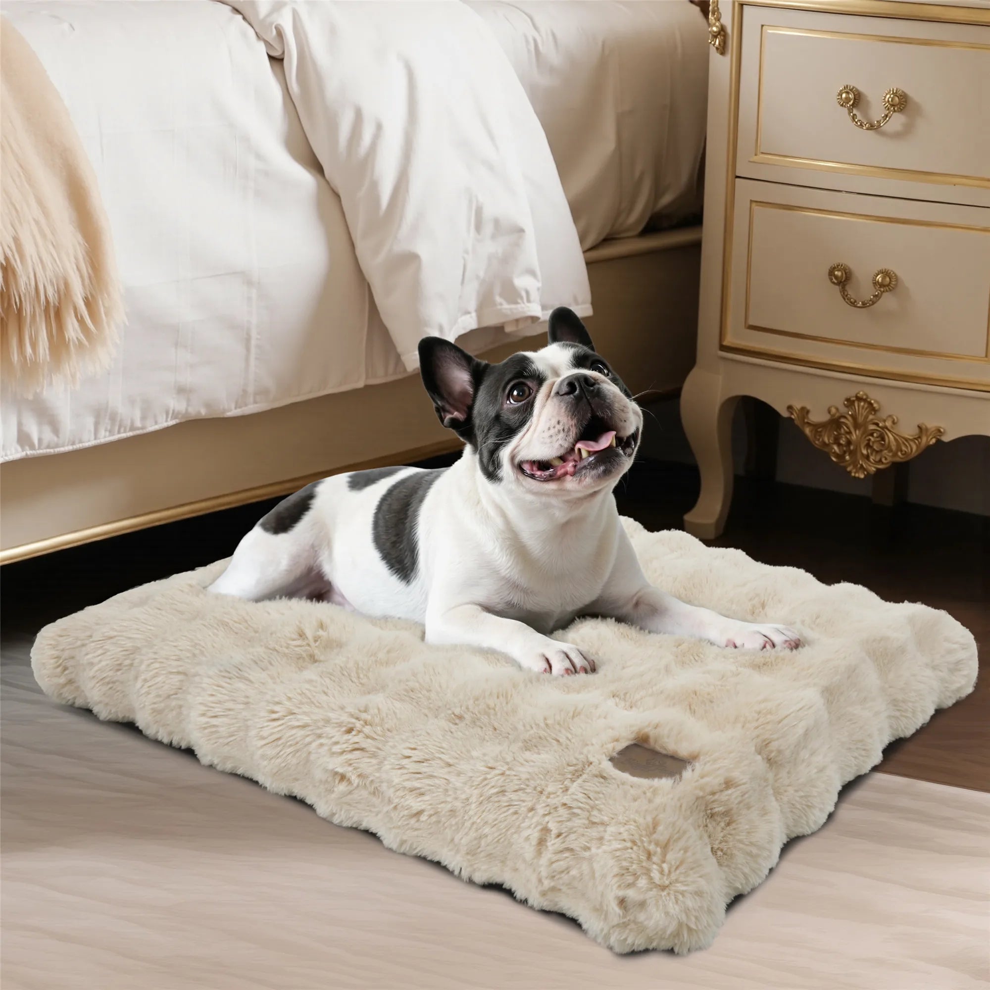 Fluffy Dog Crate Bed for Extra Large Dogs, Plush Faux Fur Crate Pad