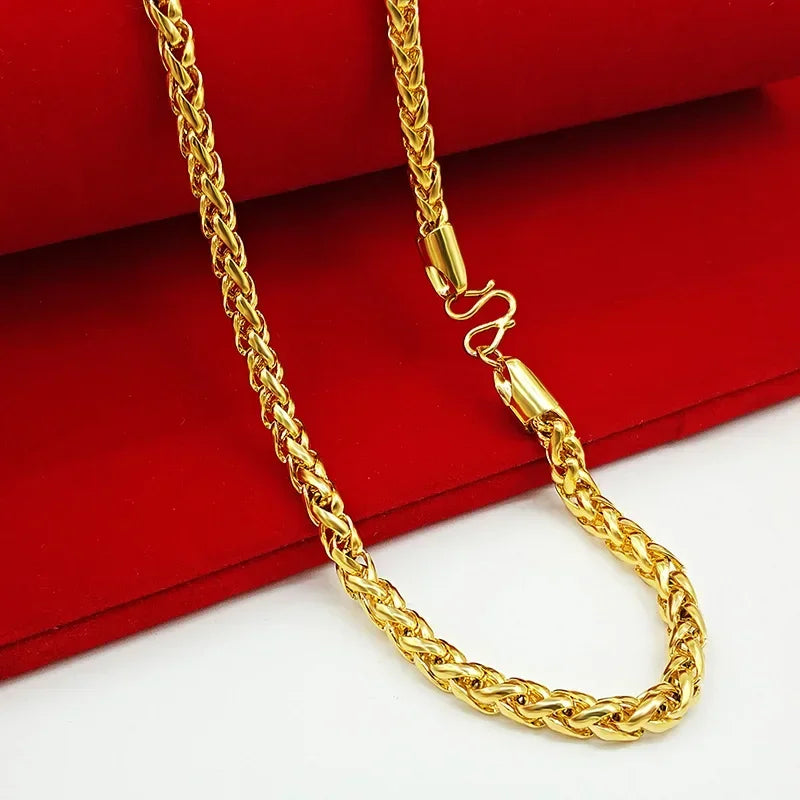 24K Gold, AU999 real gold necklace for men's and women's
