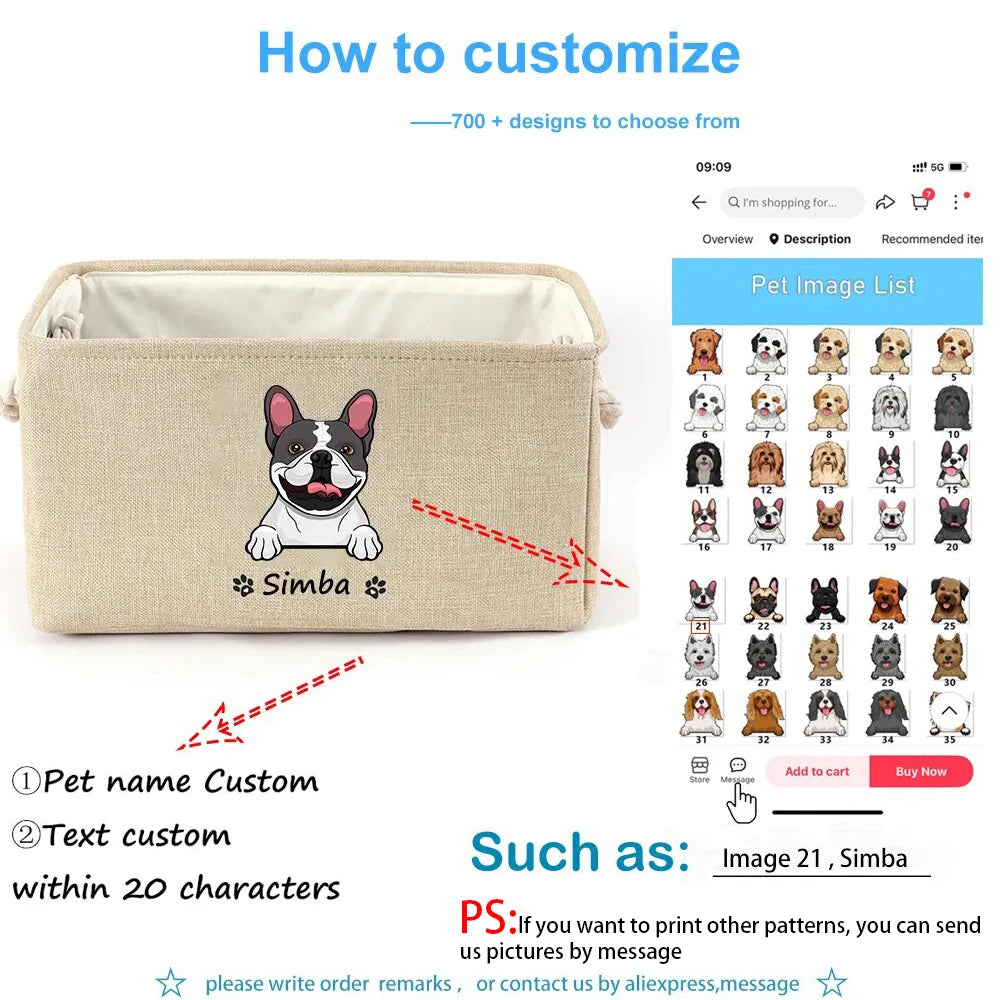 Personalized Dog Toy Basket Free Print Dog & Cat